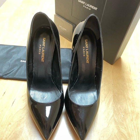 SAINT LAURENT classic Vitello Vernice  patent leather platform pumps sz 9 - Picture 3 of 7